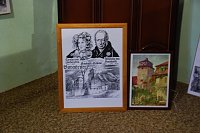 Bild: Im Mittelpunkt der Schau mit Grafiken von Hans-Werner Scharf stand das Ehepaar Caroline und Wilhelm von Humboldt sowie deren heute als Museum genutztes Schloss.