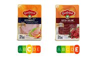 Bild: Die Puten-Salami enthielt &uuml;ber 18 Mal so viel ges&auml;ttigte Fetts&auml;uren und drei Mal so viele Kalorien wie die Putenbrust von Gutfried, auch der Salzgehalt ist deutlich h&ouml;her � der Nutri-Score erleichtert auch hier die ges&uuml;ndere Wahl.