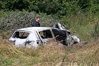 Bild: Ein ausgebrannter Wagen mit einer Leiche wurde heute bei Nordhausen gefunden