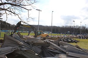 Ausblick &uuml;ber die abgerissene Trib&uuml;ne