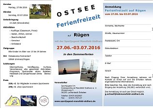 Bild: Der aktuelle Flyer gibt Auskunft &uuml;ber die Ferienfreizeit der Sportjugend.