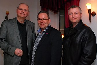 Sie holten alle drei Landtags-Direktmandate des Landkreises Mansfeld-S&uuml;dharz: Robert Farle, Jens Diederichs und Andreas Gehlmann (v. l.). (Foto: Jochen Miche)