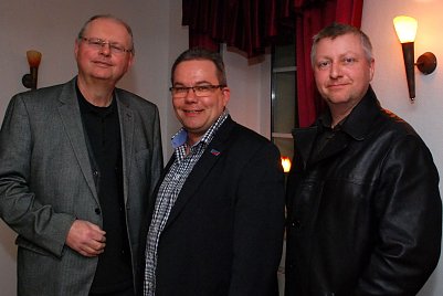 Sie holten alle drei Landtags-Direktmandate des Landkreises Mansfeld-S&uuml;dharz: Robert Farle, Jens Diederichs und Andreas Gehlmann (v. l.). (Foto: Jochen Miche)