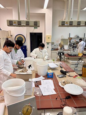 Im Workshop Regypsathon untersuchen Studierende der Hochschule Nordhausen praktische Ans&auml;tze zum Recycling von Gipskartonplatten. (Foto: Hochschule Nordhausen)