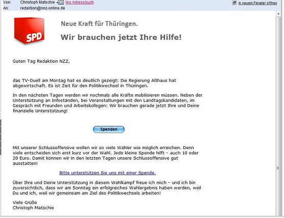 Mail erhalten (Foto: nnz)