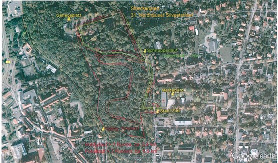 Laufstrecken (Foto: Google earth)