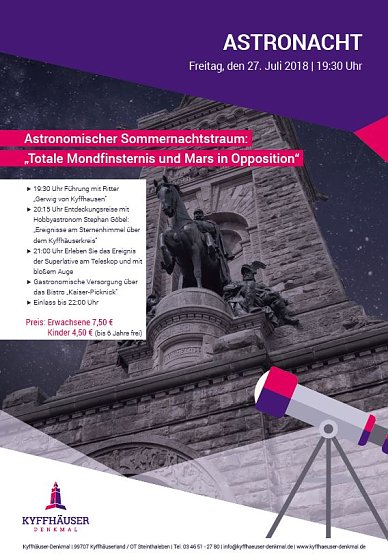 Mondfinsternis &uuml;ber dem Kaiser Wilhelm Denkmal (Foto: Stadtmarketing Bad Frankenhausen)