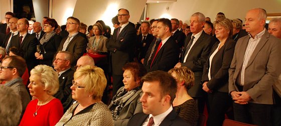 Bild: Neujahrsempfang der Sparkasse und der Stadt Hettstedt. Die Rede des B&uuml;rgermeisters, Danny Kavalier, rief bei den Zuh&ouml;rern zum Teil Nachdenklichkeit hervor.