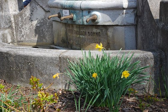 Bild: Aus diesen Wasserspendern soll nach der Sanierung des  Brunnens wieder fr&ouml;hlich das Wasser sprudeln.