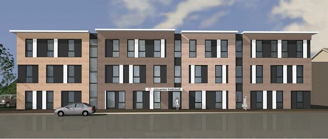 Bild: So soll das neue Jobcenter des Landkreises Mansfeld-S&uuml;dharz in Hettstedt aussehen. Die Vorbereitungen f&uuml;r den Hochbau werden derzeit getroffen.