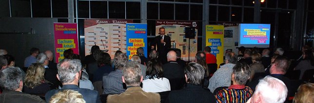 Bild: Das Sangerh&auml;user Glashaus war sehr gut besucht, als der FDP-Vorsitzende Christian Lindner kam.
