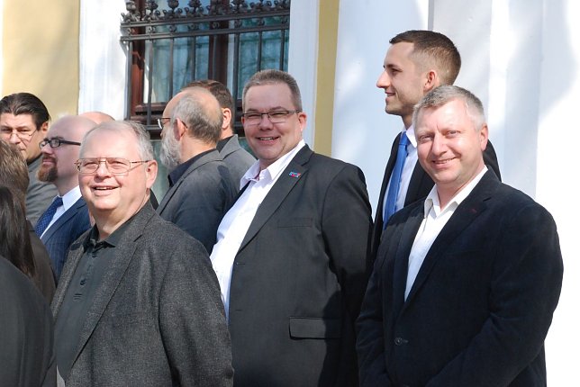 Bild: Aus dem Mansfelder Land kommen drei AfD-Abgeordnete im Landtag: Robert Farle, Jens Diederichs und Andreas Gehlmann (von links).