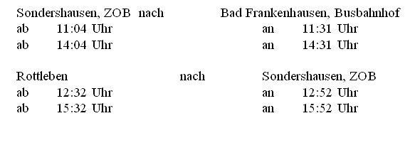 Fahrzeiten (Foto: Landratsamt Kyffhäuserkreis) Fahrzeiten (Foto: Landratsamt Kyffhäuserkreis)