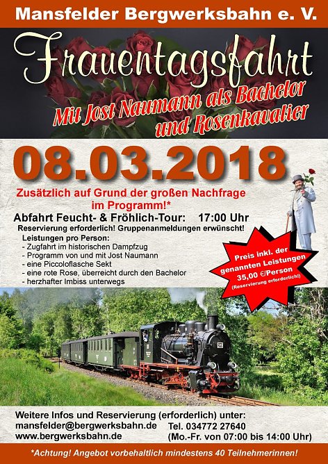 Frauentagsfahrten (Foto: Mansfelder Bergwerksbahn)