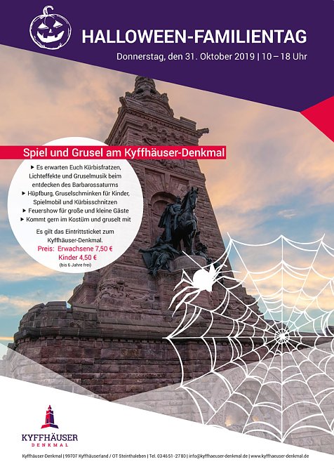 Halloween-Familientag am Kyffhäuser-Denkmal (Foto: Stadtmarketing Bad Frankenhausen) Halloween-Familientag am Kyffhäuser-Denkmal (Foto: Stadtmarketing Bad Frankenhausen)