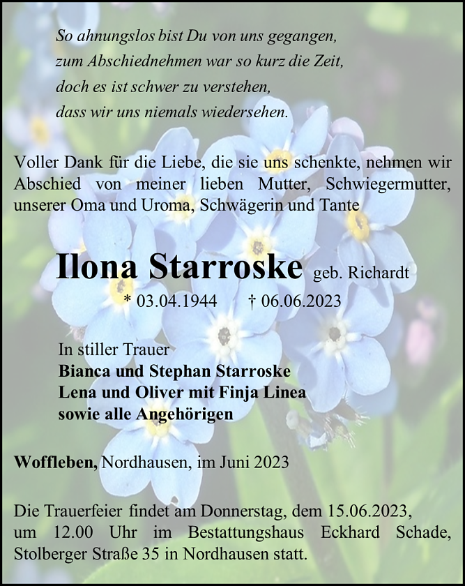 Ilona Starroske (Foto: Bestattungshaus Eckhard Schade)