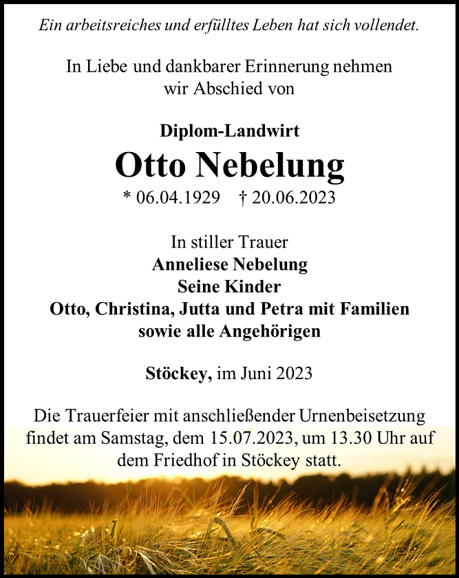 Traueranzeige (Foto: Schade)