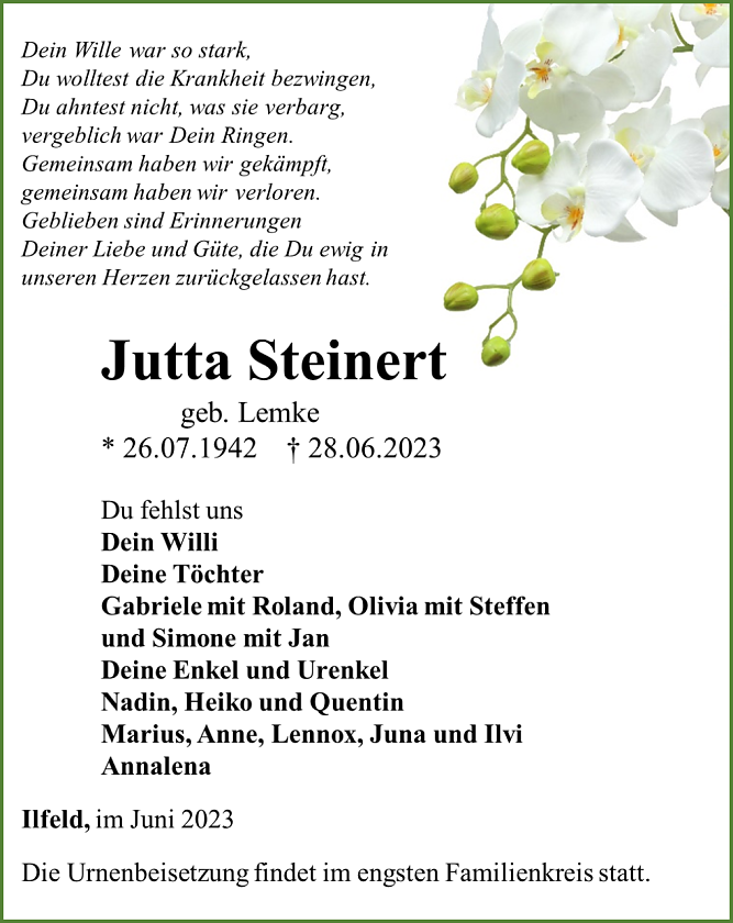 Traueranzeige (Foto: Schade)