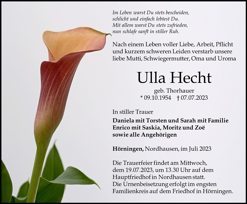 Traueranzeige (Foto: Schade)