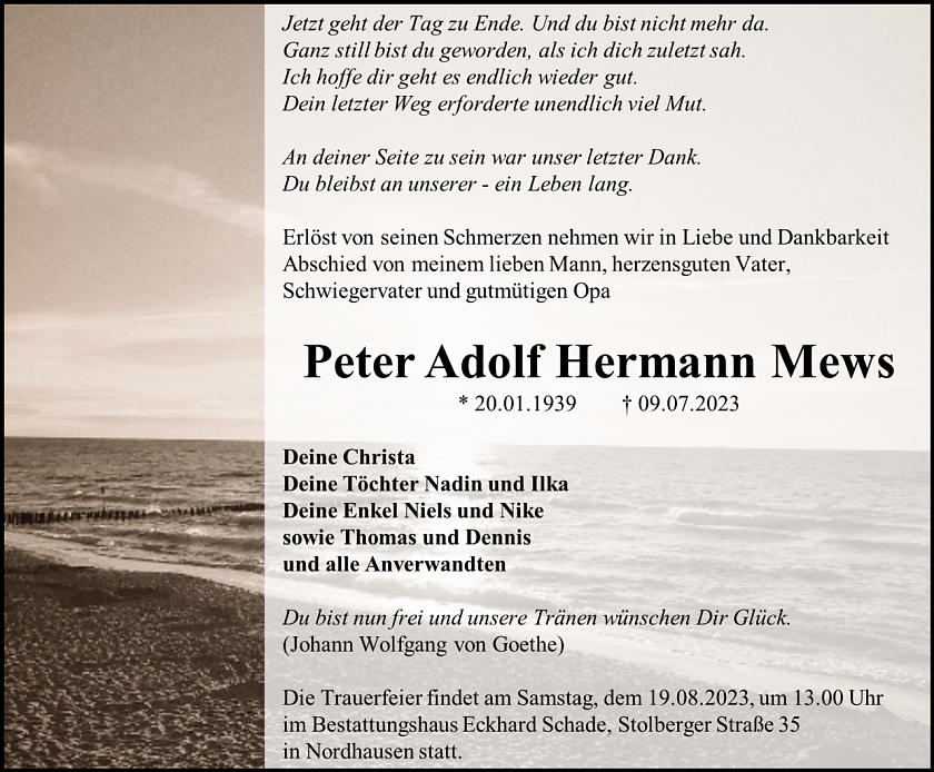 Traueranzeige (Foto: Schade)