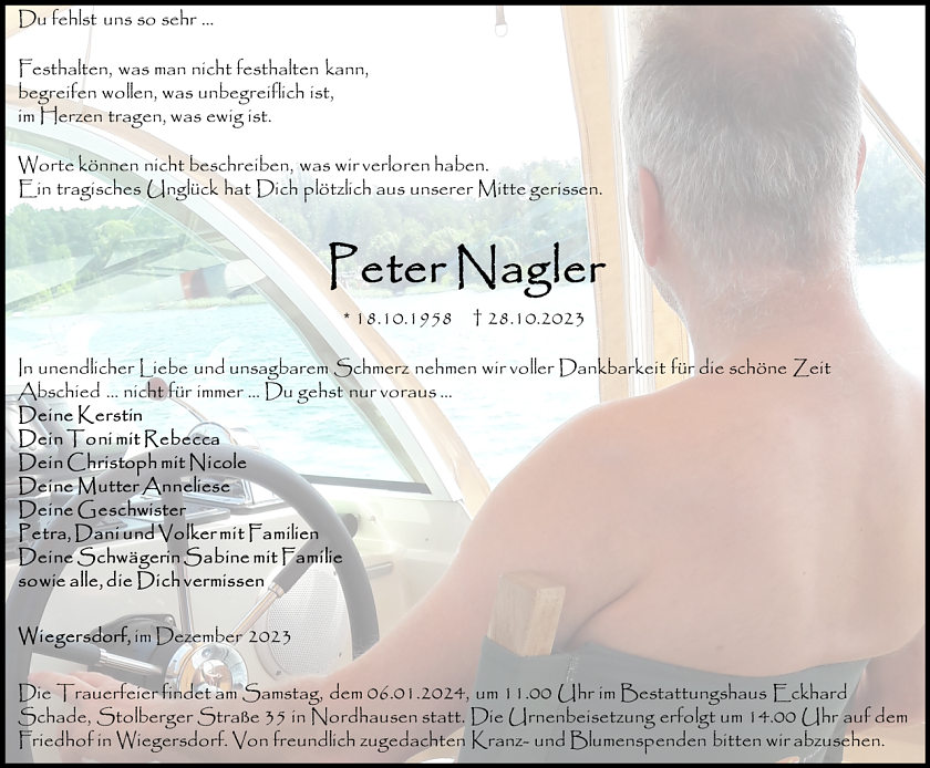 Traueranzeige (Foto: Bestattungshaus Schade)