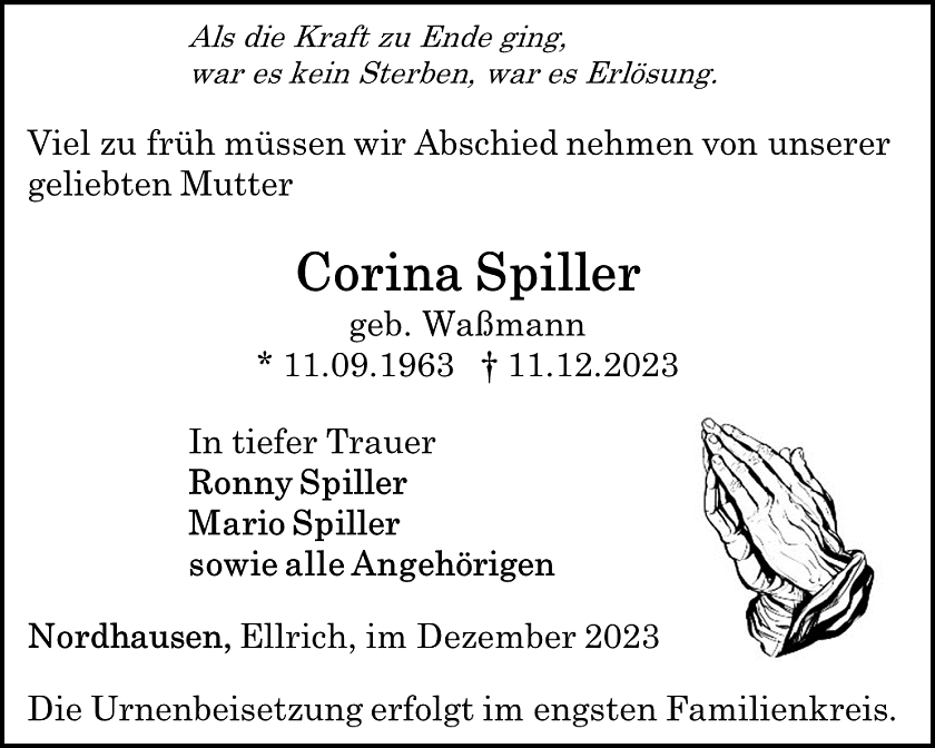 Traueranzeige (Foto: Schade)