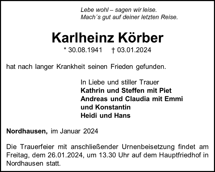 Traueranzeige (Foto: Schade)