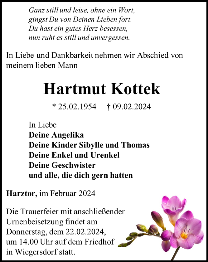 Traueranzeige (Foto: Schade)