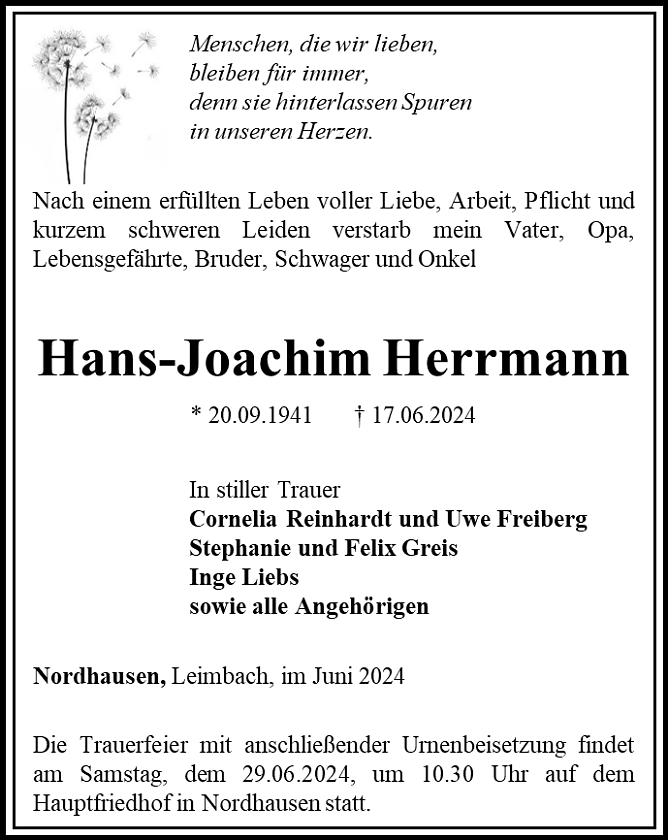 Traueranzeige (Foto: Schade)