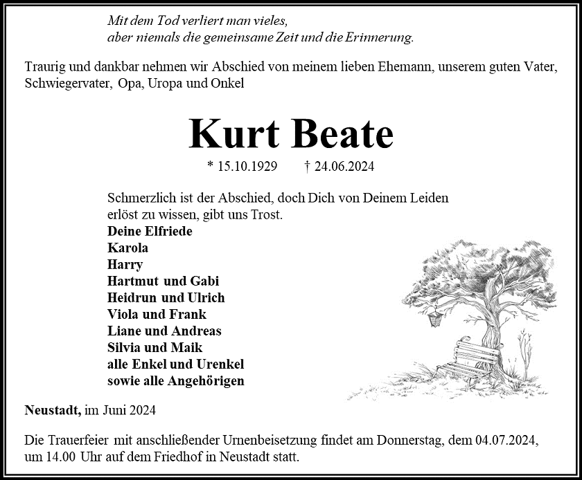 Traueranzeige (Foto: Schade)