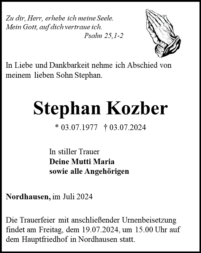 Traueranzeige (Foto: Schade)