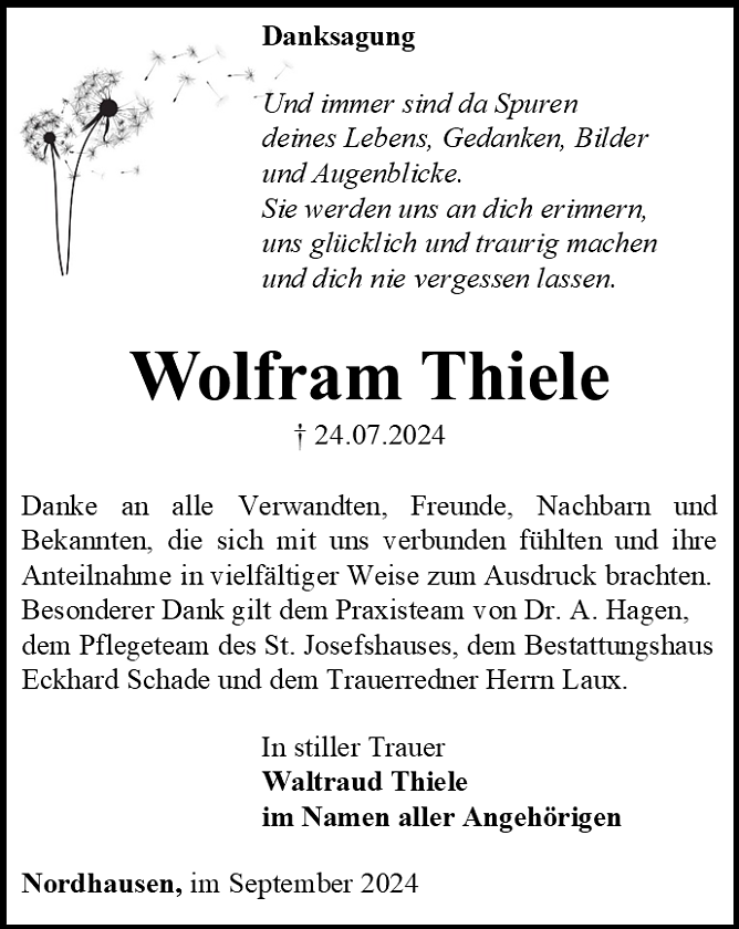 Danksagung (Foto: Bestattungshaus Schade)