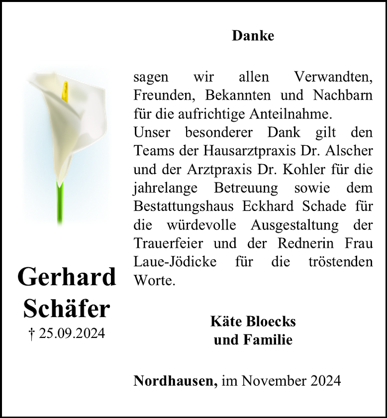 Danksagung (Foto: Bestattungshaus Schade)