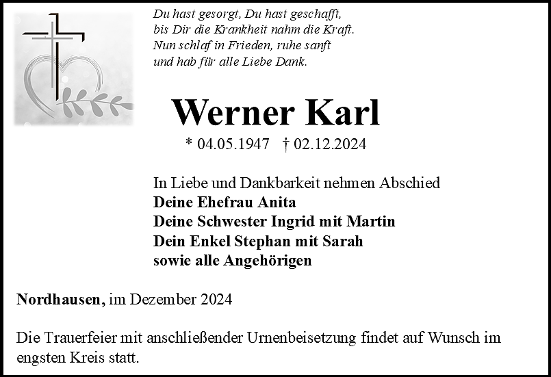 Traueranzeige (Foto: Bestattungshaus Eckhard Schade)