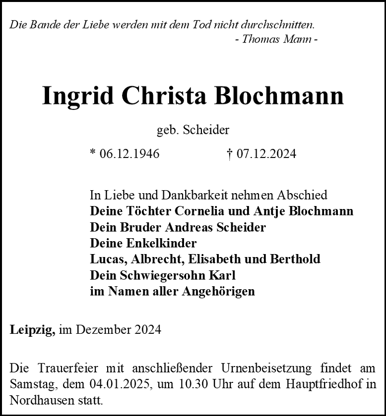 Traueranzeige (Foto: Bestattungshaus Eckhard Schade)