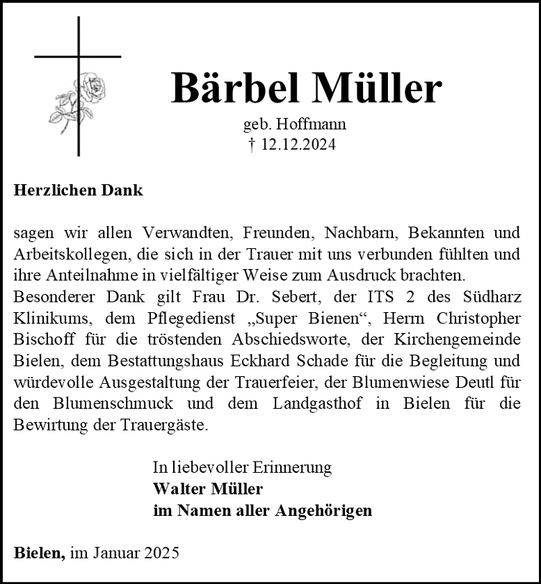 Danksagung (Foto: Bestattungshaus Eckhard Schade)