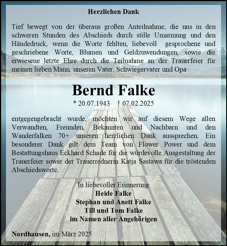 Danksagung (Foto: Bestattungshaus Eckhard Schade)