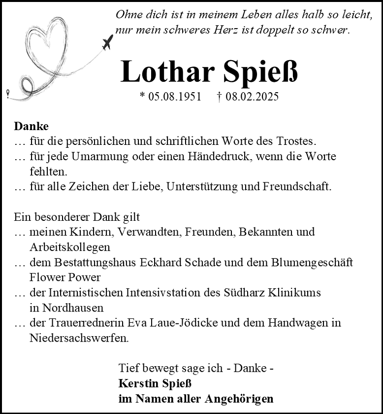 Danksagung (Foto: Bestattungshaus Eckhard Schade)