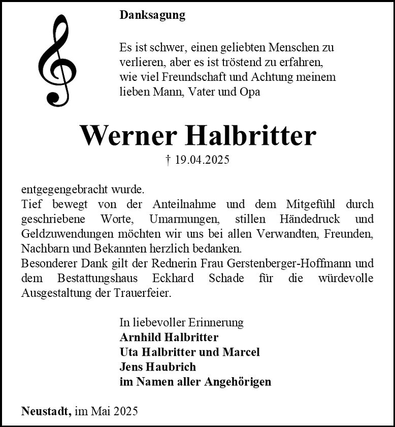 Danksagung (Foto: Bestattungshaus Schade)