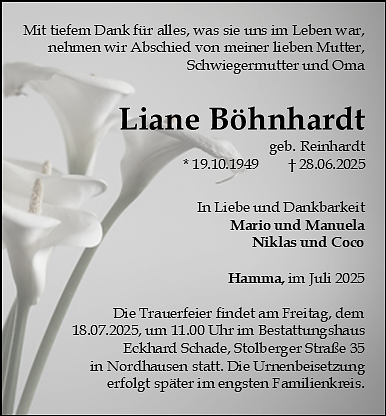 Traueranzeige (Foto: Bestattungshaus Schade)