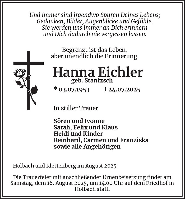 Traueranzeige (Foto: Bestattungsinstitut Westerhausen)