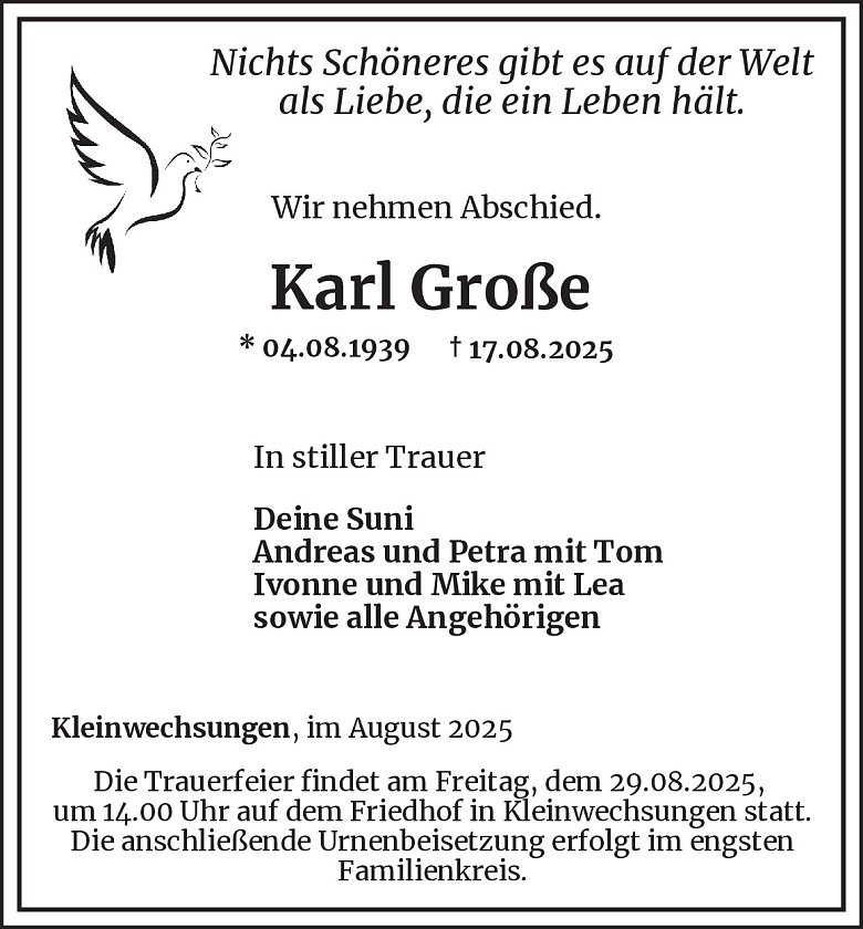 Traueranzeige (Foto: Best. Westerhausen)