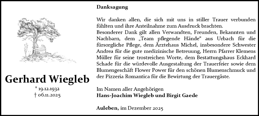 Danksagung (Foto: Bestattungshaus Schade)