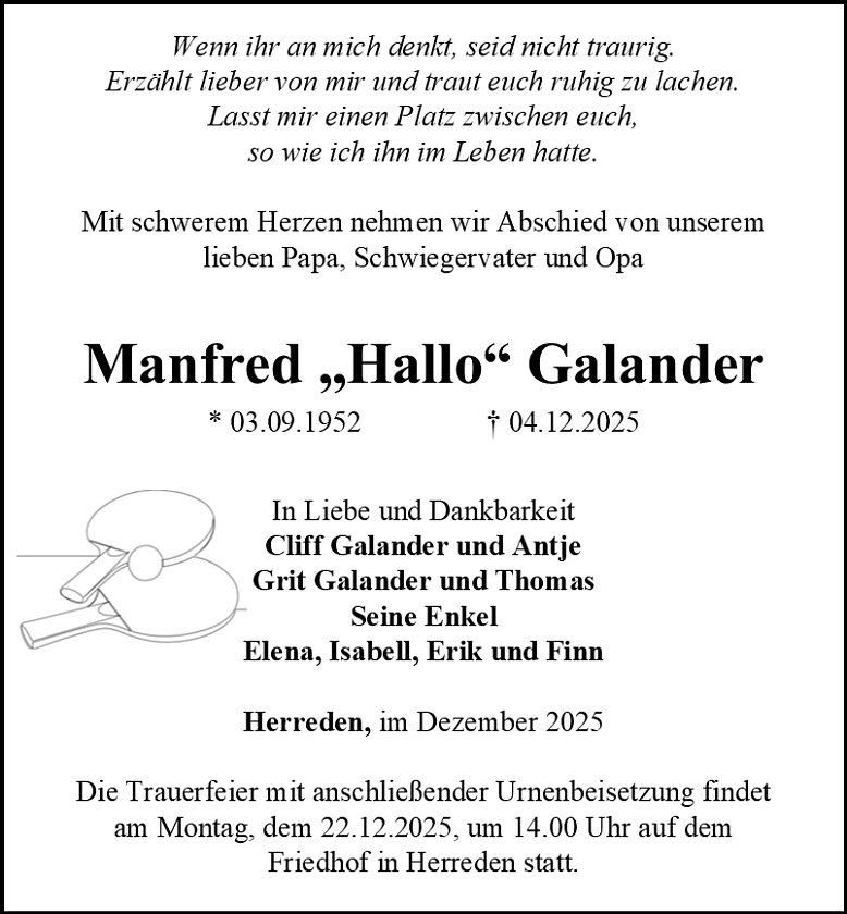 Traueranzeige (Foto: Schade)