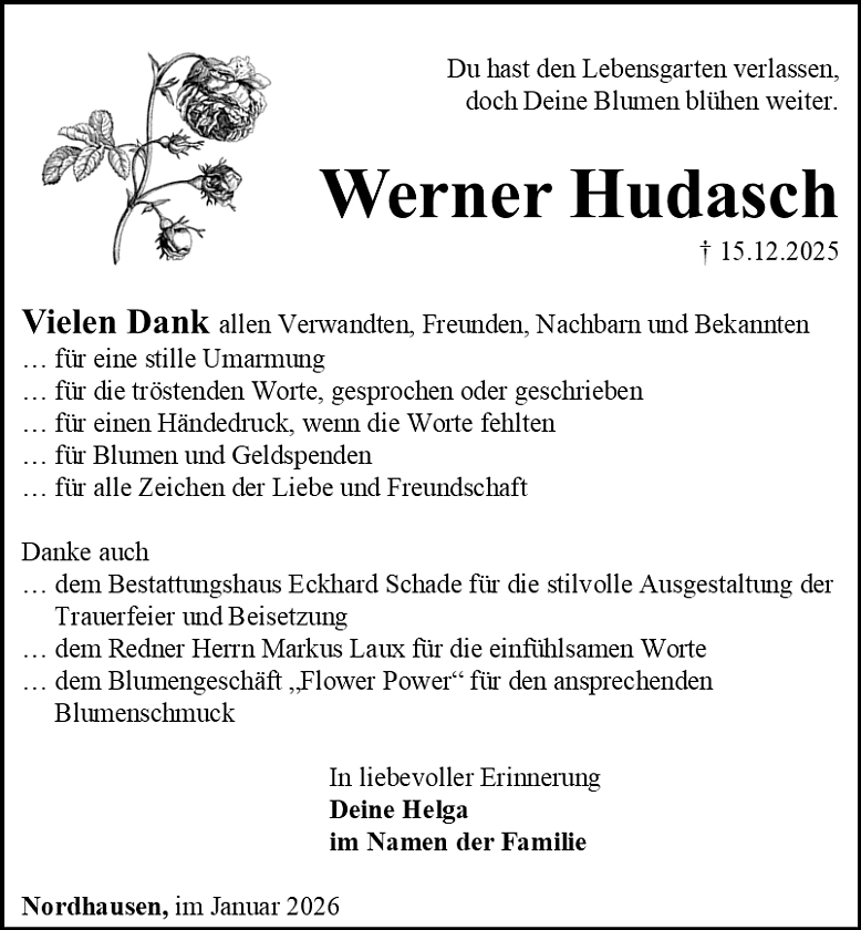 Danksagung (Foto: Bestattungshaus Schade)