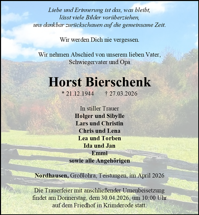 Traueranzeige (Foto: Bestattungshaus Eckhard Schade)