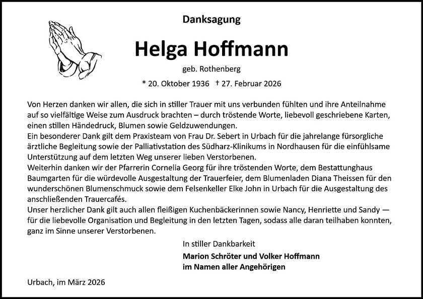 Danksagung (Foto: Bestattung Baumgarten)