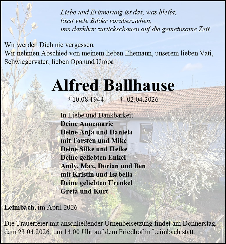 Traueranzeige (Foto: Schade)