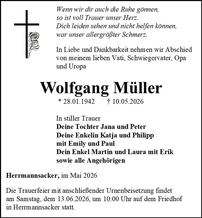 Traueranzeige (Foto: Schade)