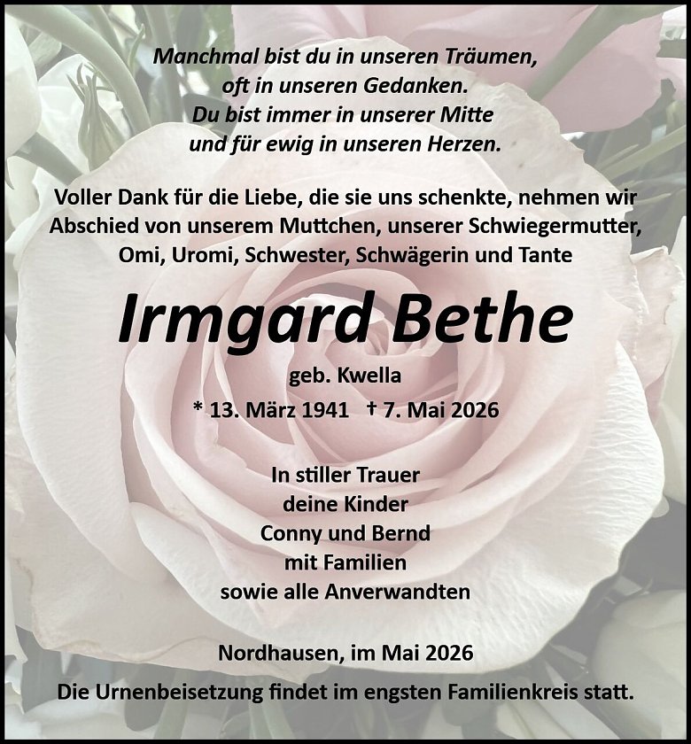 Traueranzeige (Foto: Bestattung Baumgarten)